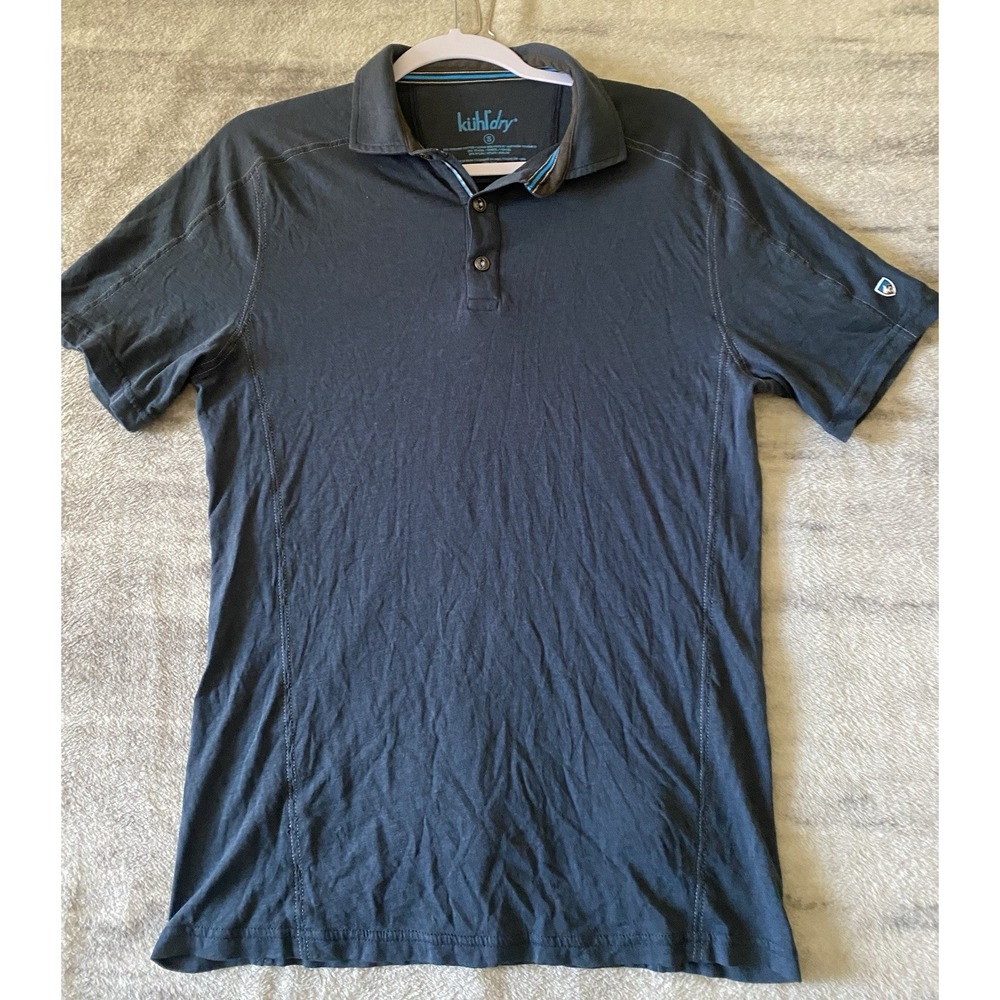 Kuhl Men Kuhldry Short‎ Sleeve Polo Shirt Gray Organic Cotton Tencel 7488 Size S